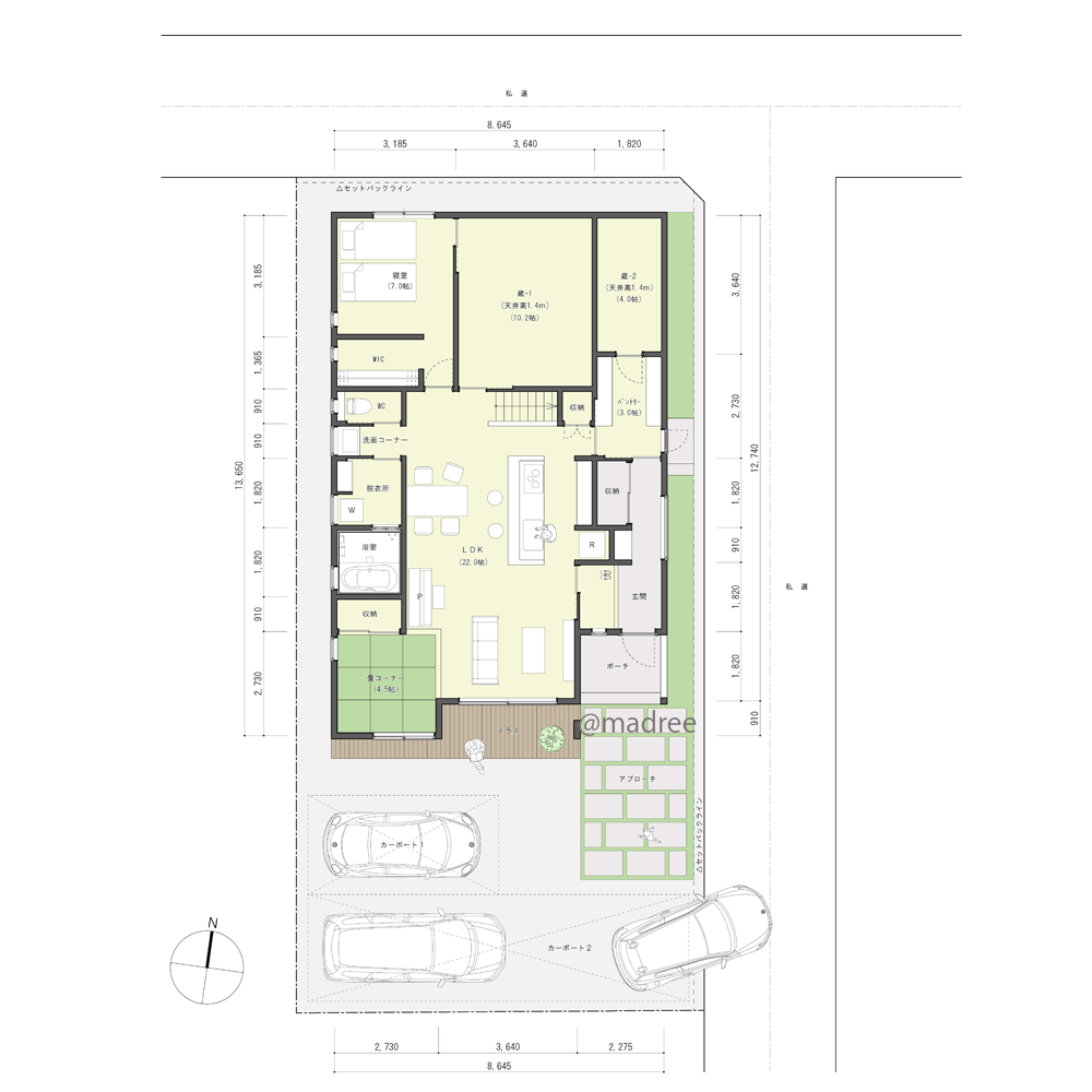 ステップフロアの子ども部屋で親子繋がる、まるで2階建てのような平屋