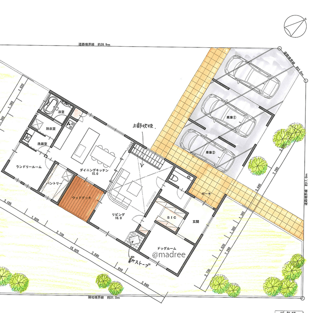 玄関から繋がるペット動線、人も愛犬もリラックスできる居場所のある家