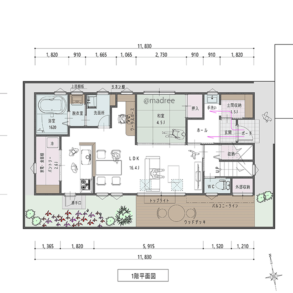 穏やかな気持ちで空を望む、天窓からの採光で居心地良いリビングの家
