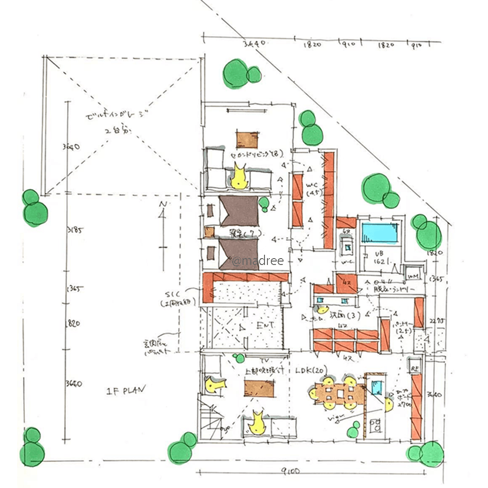 ぐるぐる動線で水廻り渋滞回避、程よい距離キープした明るい二世帯住宅
