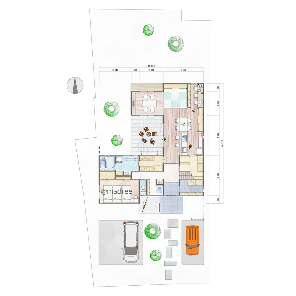 片付く帰宅動線とスタディスペース、生活感なし来客ウェルカムの家