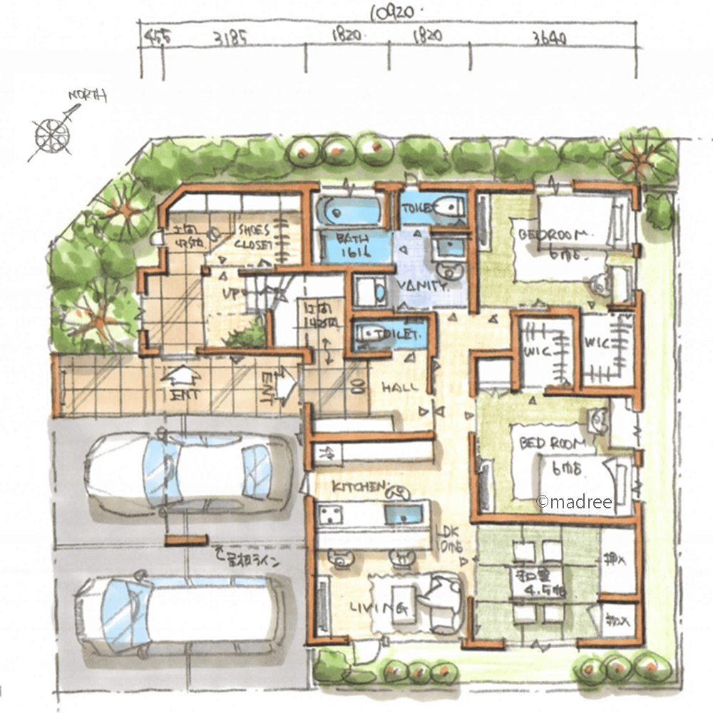 自室でのプライベートも大切に、週末は屋上でアウトドア愉しむ二世帯住宅