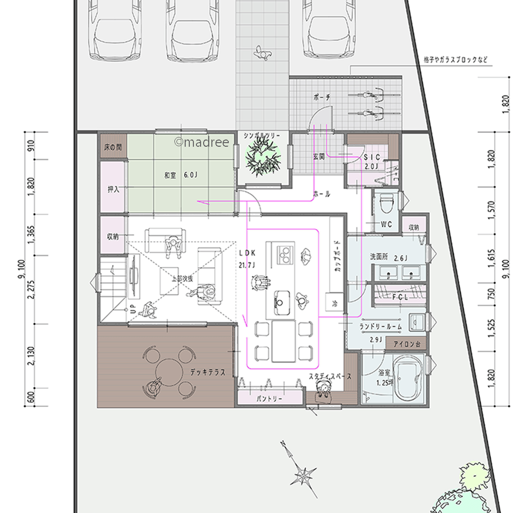 ランドリーでサクッと完結、洗濯が楽しくなる回遊水廻り動線の家