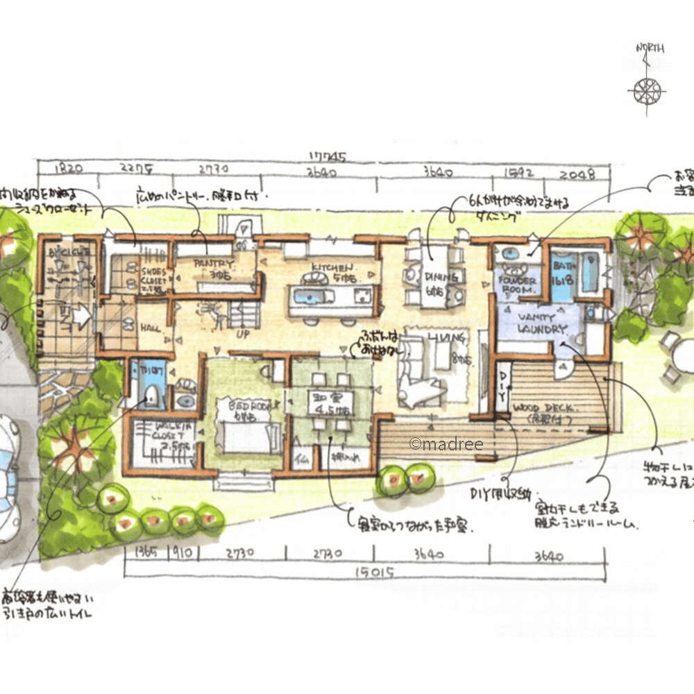 玄関直結パントリーでサッと片付く、収納重視した同居予定の二世帯住宅