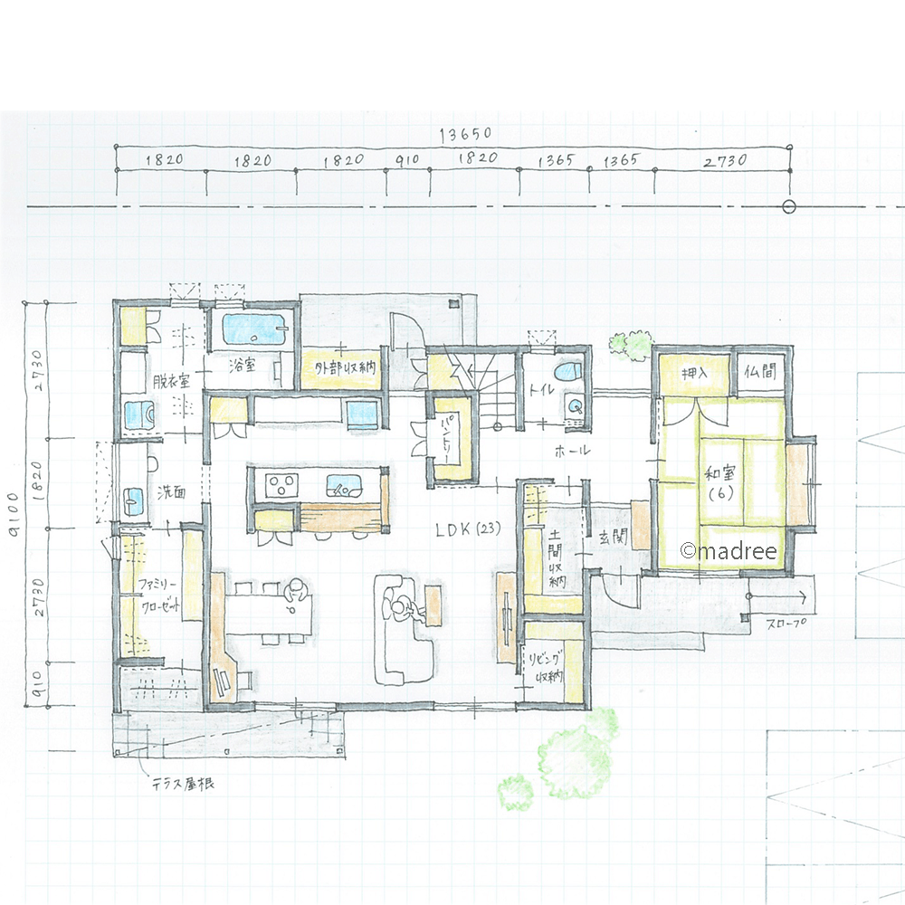 適材適所の収納でほぼ隠す、将来2世帯を見据えた独立和室の家
