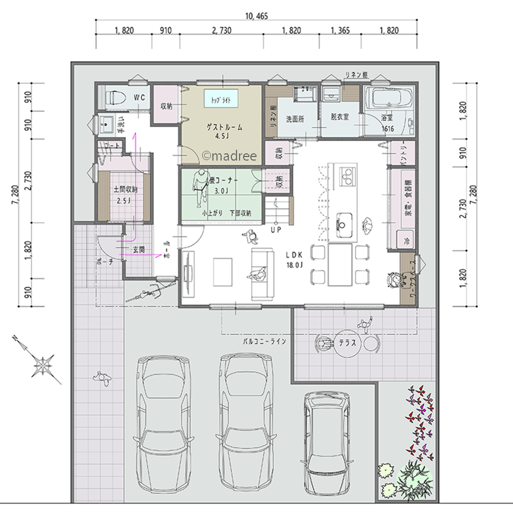 目配りできる室内と庭でのびのび子育て、多趣味に嬉しい小屋裏収納付きの家