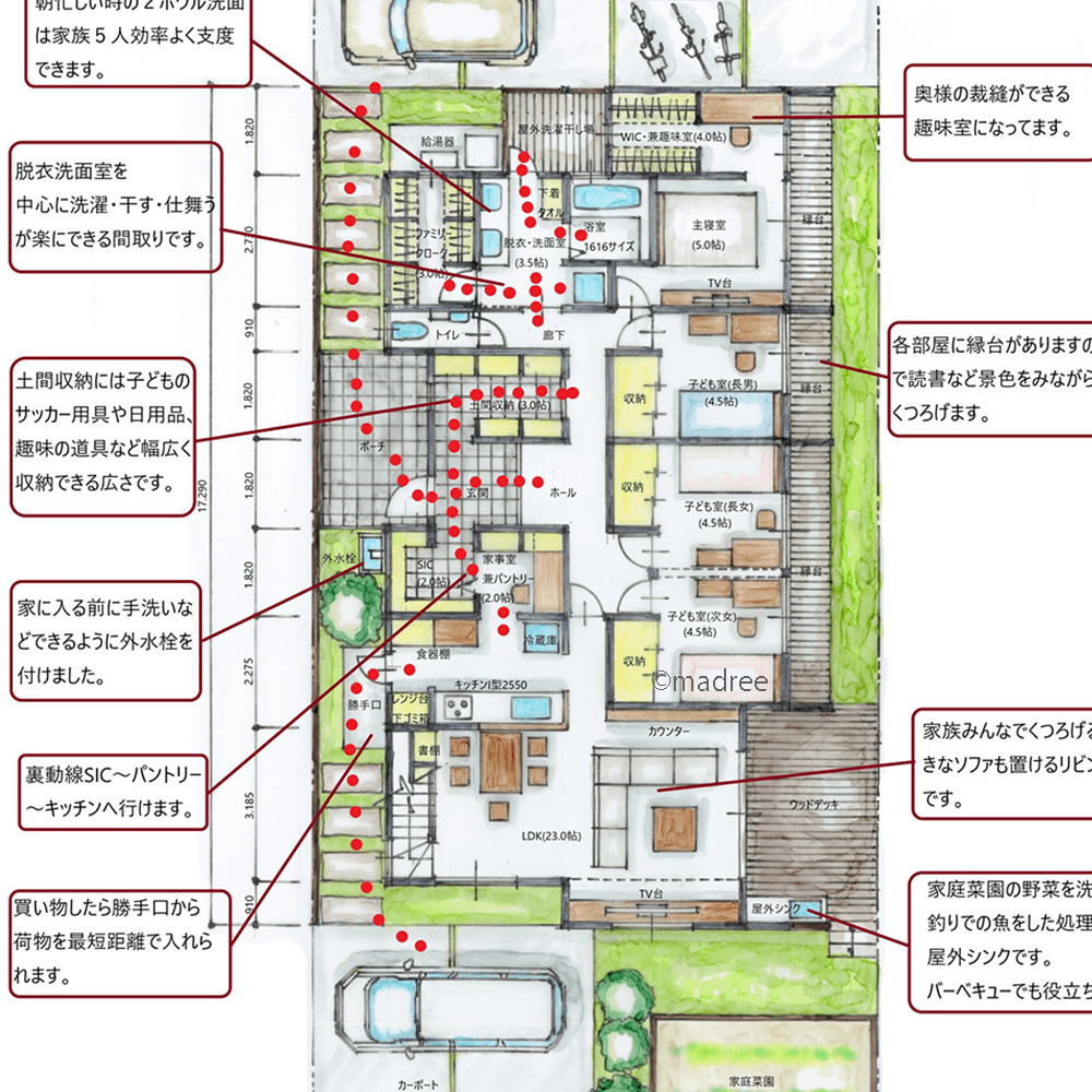 個室も外と繋がりロフトが秘密基地になる、遊び心あふれる家事ラク動線の家