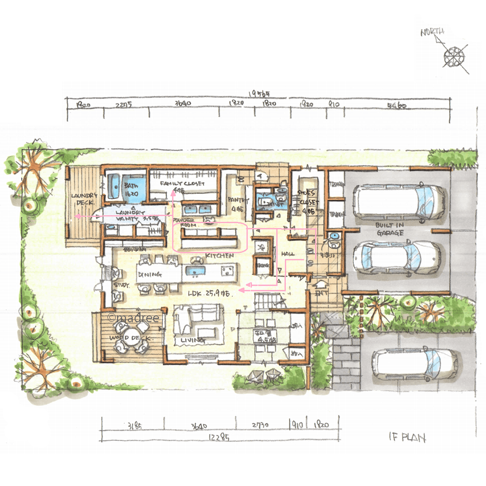 キッチン裏のゆったり水廻りと収納力で、ストレスフリーな家事叶える家