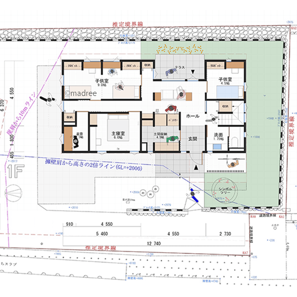 視線が外に抜けるように意識した、北東の景色を望む2階リビングの家