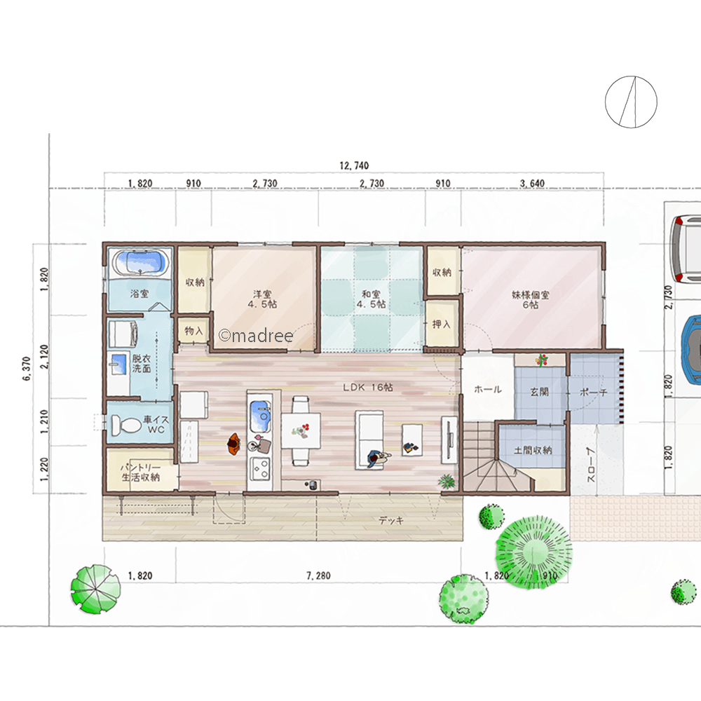 お互いに助け合える丁度良い距離感、将来を見据えた玄関共有の多世帯で住む家