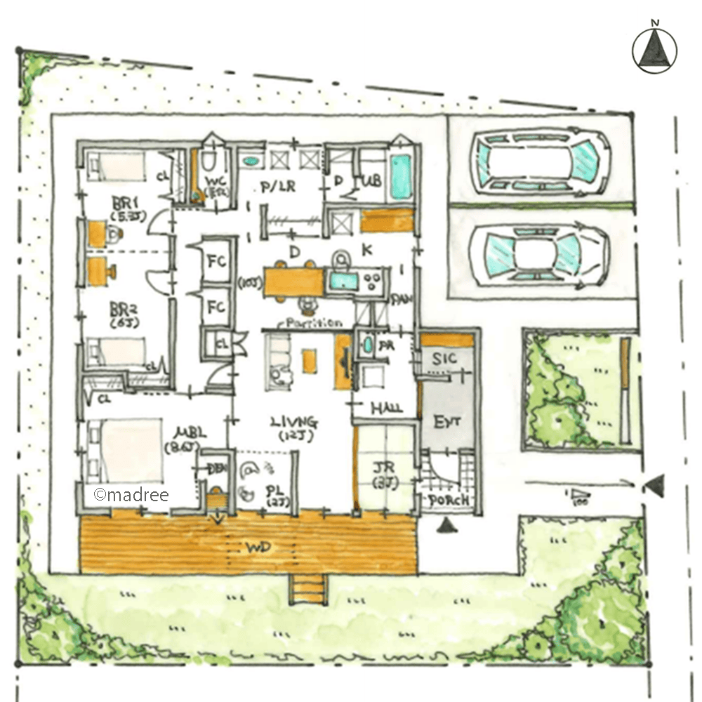 通り道の収納が楽家事のポイント、キッチンを中心に無駄なくサッと整う平屋