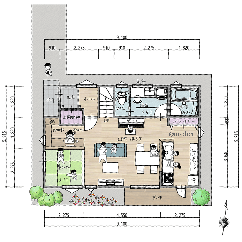 夫婦それぞれに働く環境を整える、在宅ワークも家事も集中できる篭り場のある家