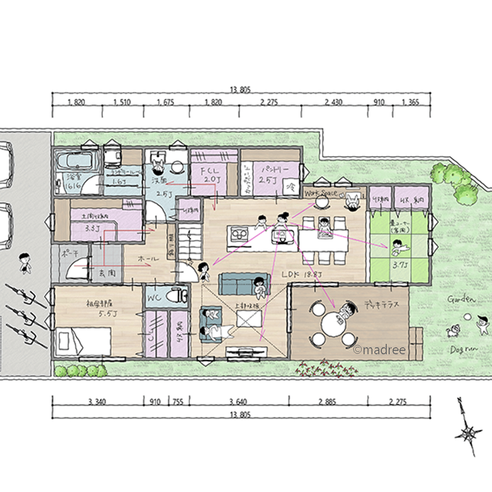 自立を促し家事負担を軽減、繋がる動線でサポートしやすい二世帯住宅