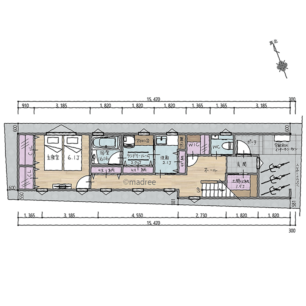 隣家が近くても光を上手に取り込みたい！天窓からの自然光で明るい縦長地の家