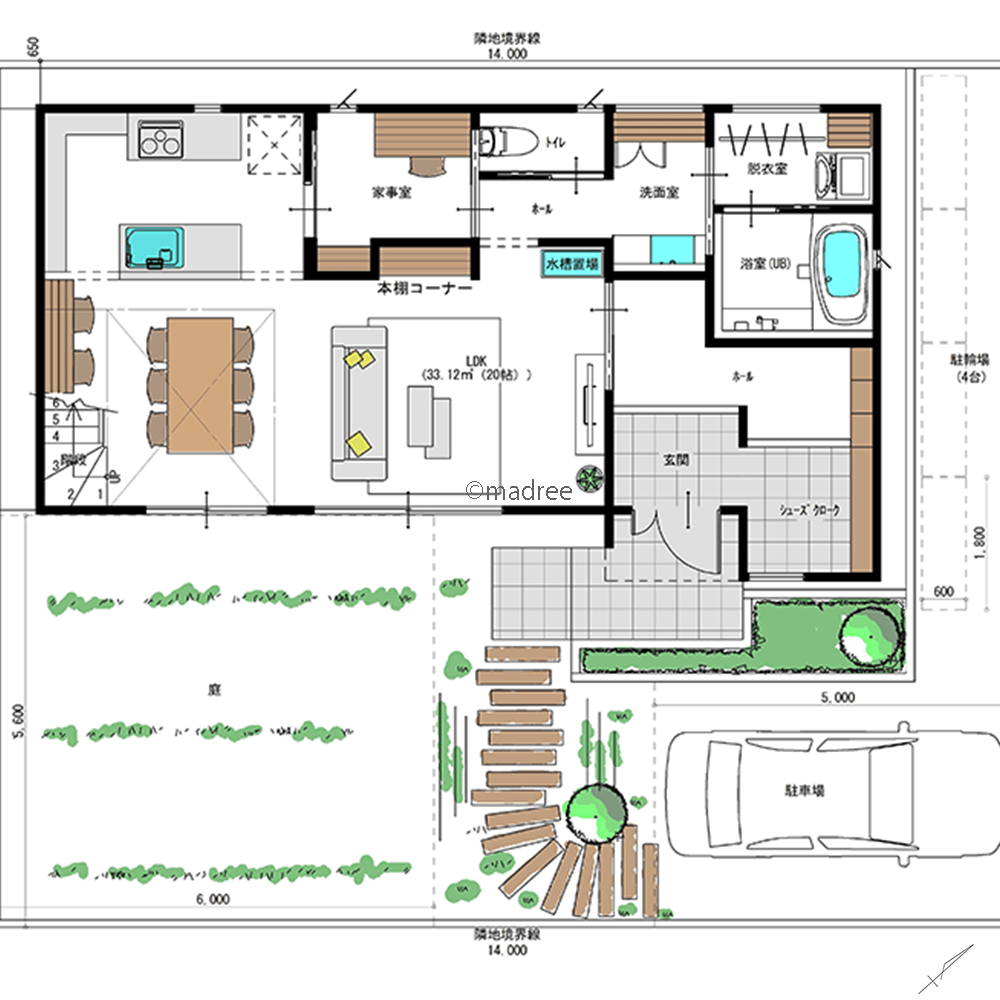 視線を気にせず眺望を楽しむ、リビングで1日の太陽の動きを感じられる家