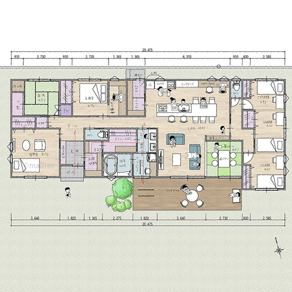 南向きの大開口で明るさを取り込む、バリアフリーで老後も快適な二世帯住宅