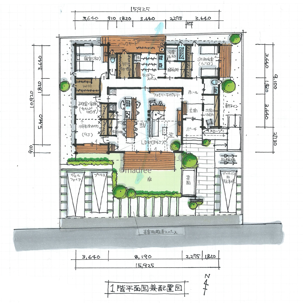 共働き夫婦が、車椅子の両親と同居する平屋の二世帯住宅