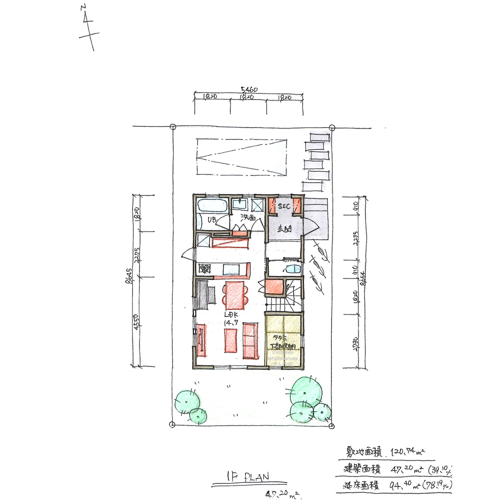 2階はプライベート空間、LDKに家族が集う家