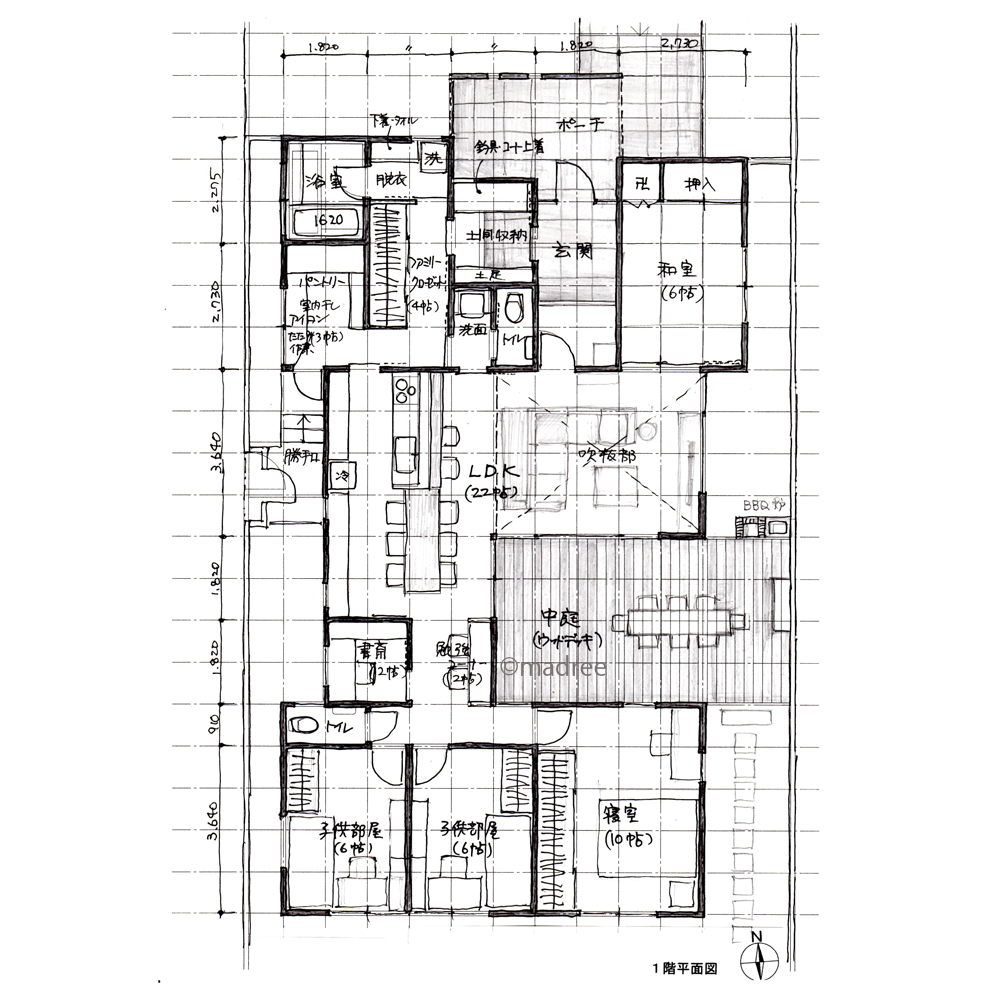 家事動線がよく、プライバシーを確保できる平屋