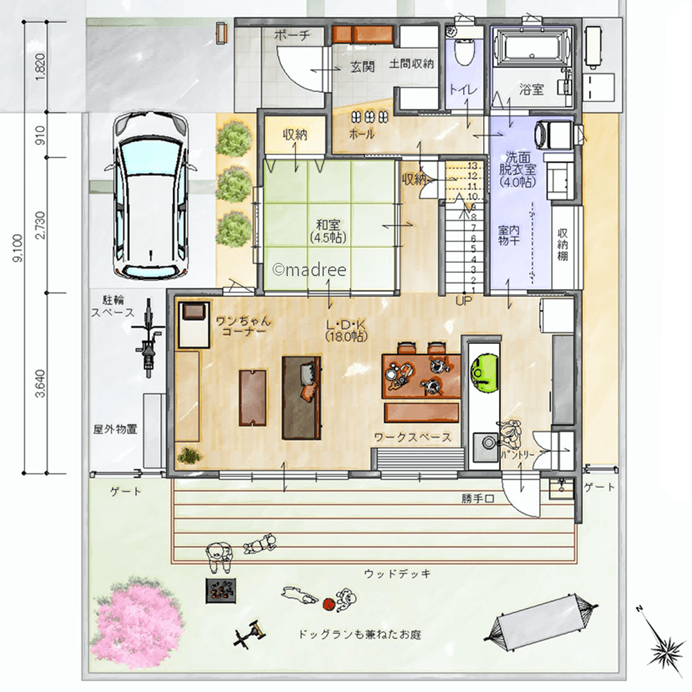 和室で空間オンオフ切り替える、両親が気軽に宿泊できる家