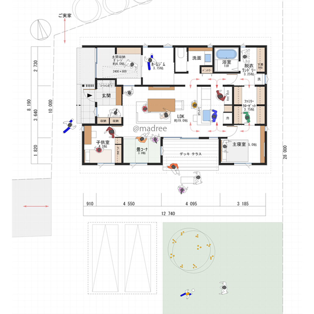 ガレージから繋がる趣味の空間、快適な回遊動線で家事時間短縮の平屋