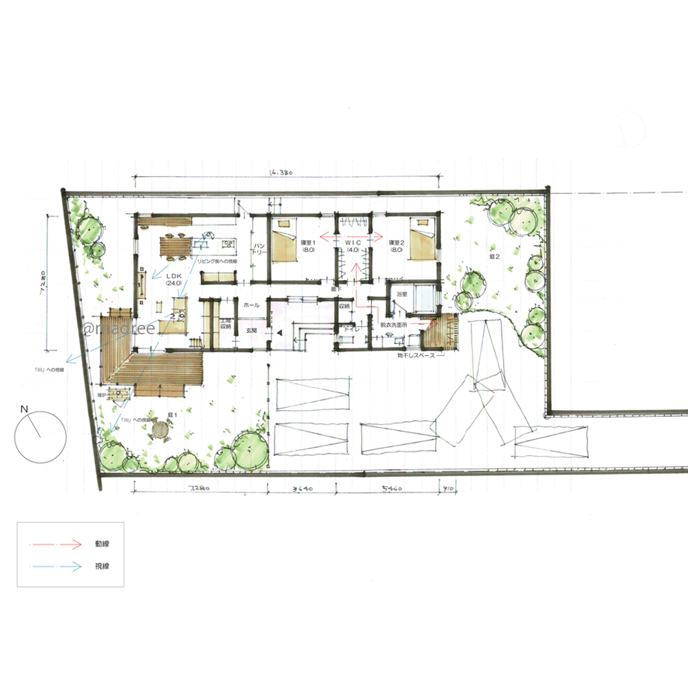 庭の暖炉で釣った魚を炭火焼、非日常を味わう川近くの平屋別荘