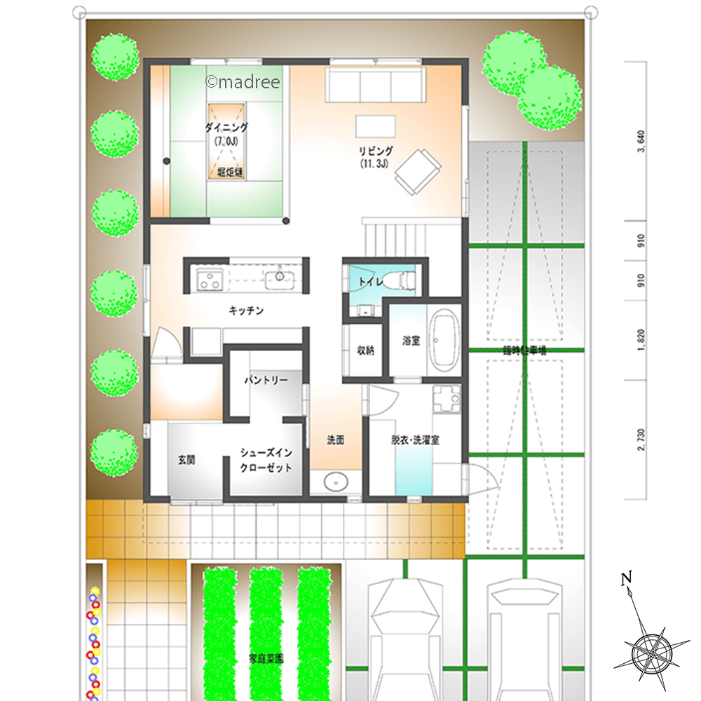リビング吹抜が家族を繋ぐ、2階からそっと見守る書斎スペースのある家