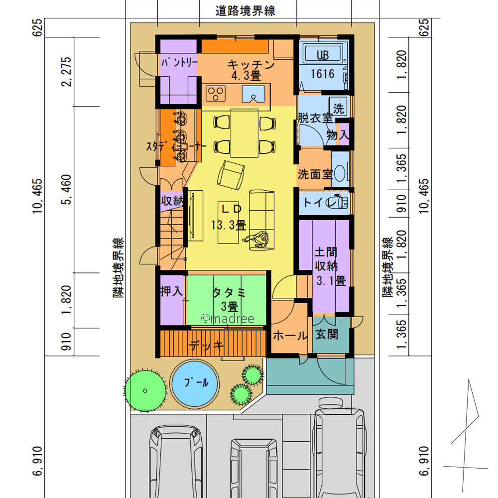 屋外スペースをON/OFFで使い分け、生活感なくベランピング楽しむ家
