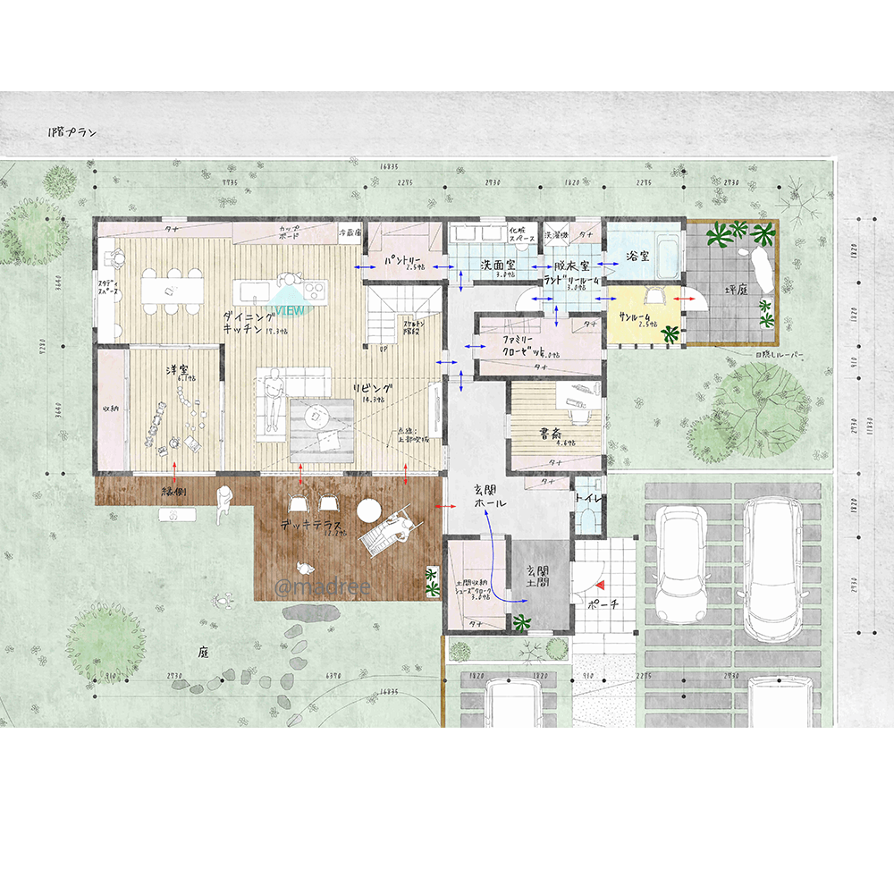 家でも思いきり遊びたい！回遊動線で繋がる広々とした家