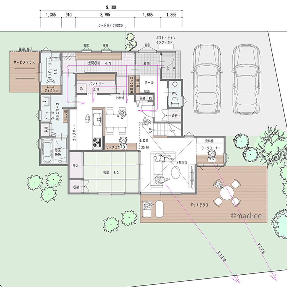 出勤場所は景観の良い窓際スペース、気持ちをスッと切り替えて在宅ワークできる家