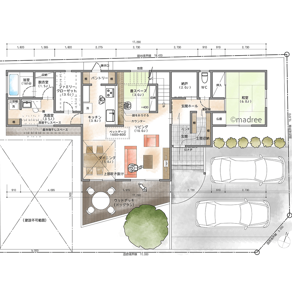 愛犬と一緒にアウトドア楽しむ、将来同居を見据えた二世帯住宅