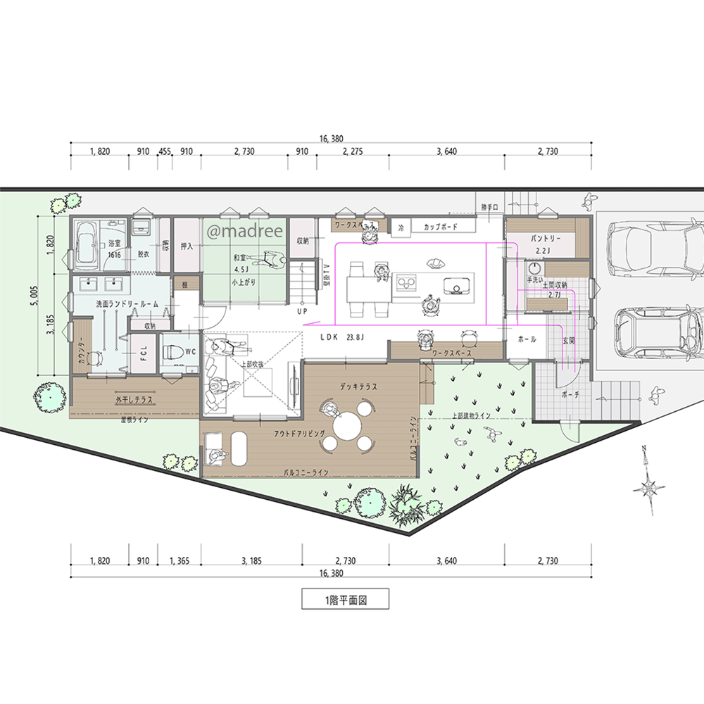 天候に左右されずおうちアウトドア楽しむ、庭と一体感のある眺望良き家
