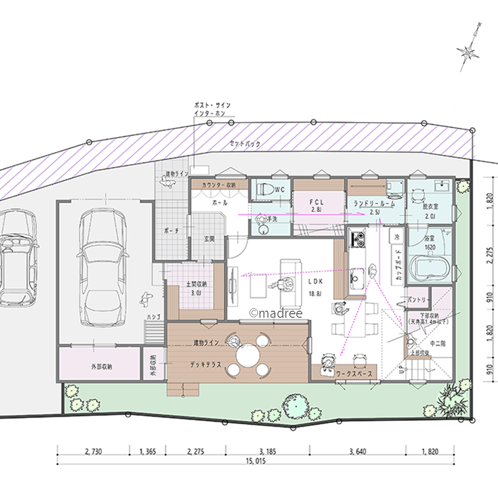 顔を合わせてコミュニケーションが取れる、キッチン中心テキパキ回遊動線の家