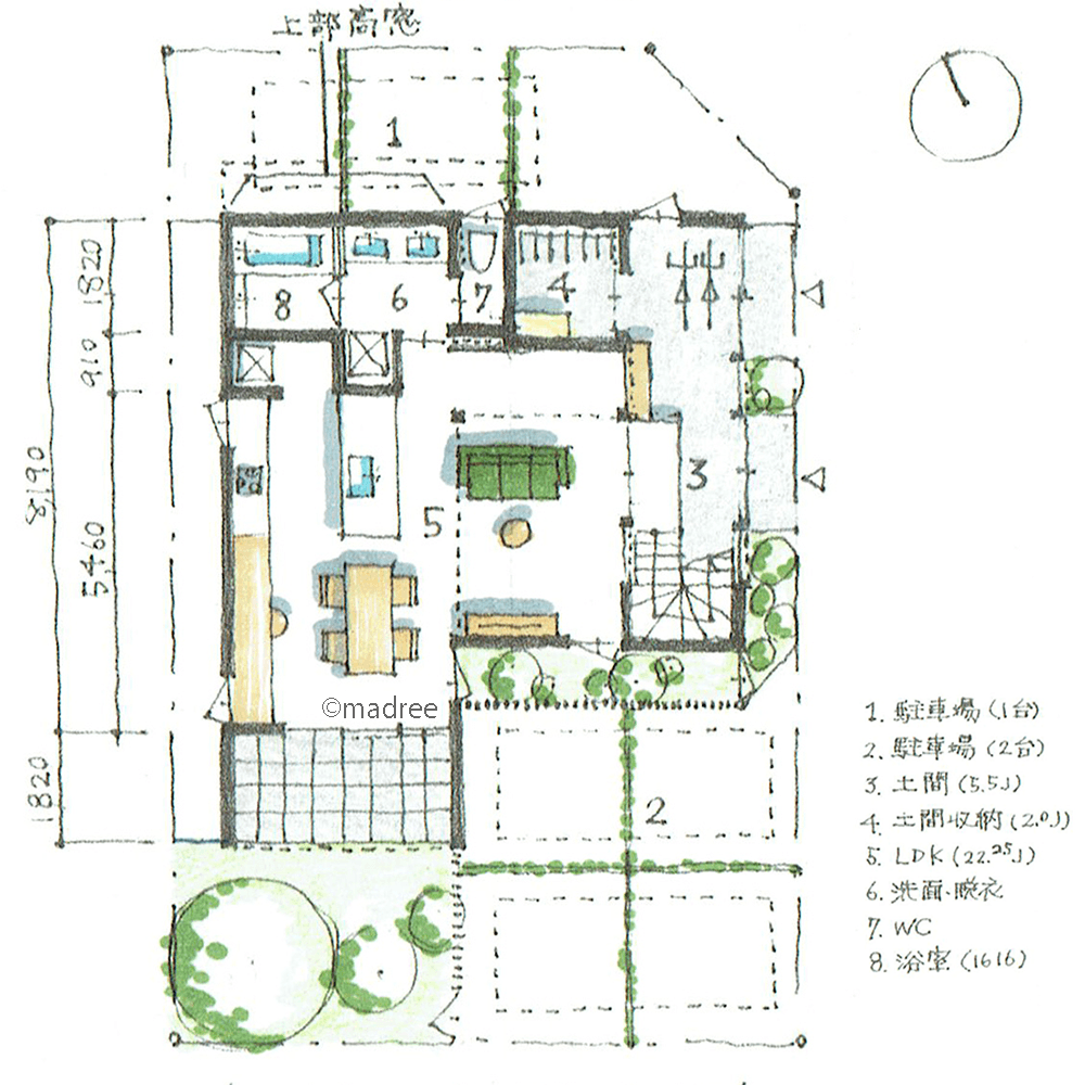 それぞれの寝室に柔らかな朝日が届く、高窓からの自然光で心地よく目覚める家