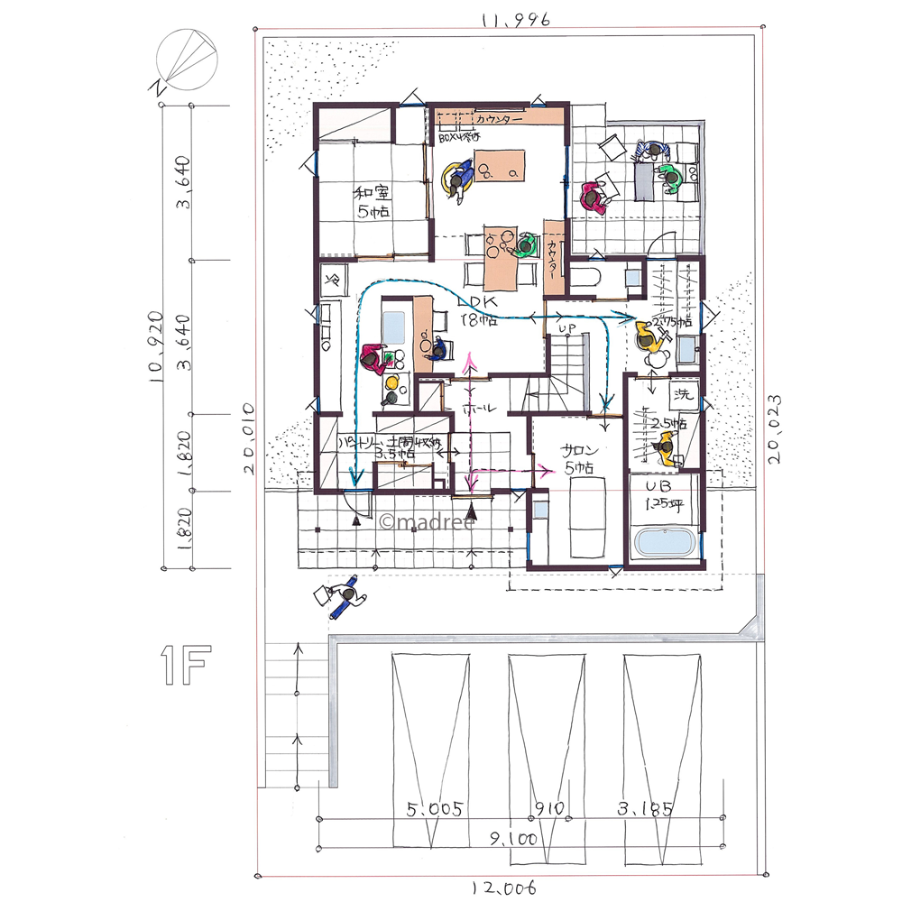 機能的なサニタリースペースで自宅サロン併用の家