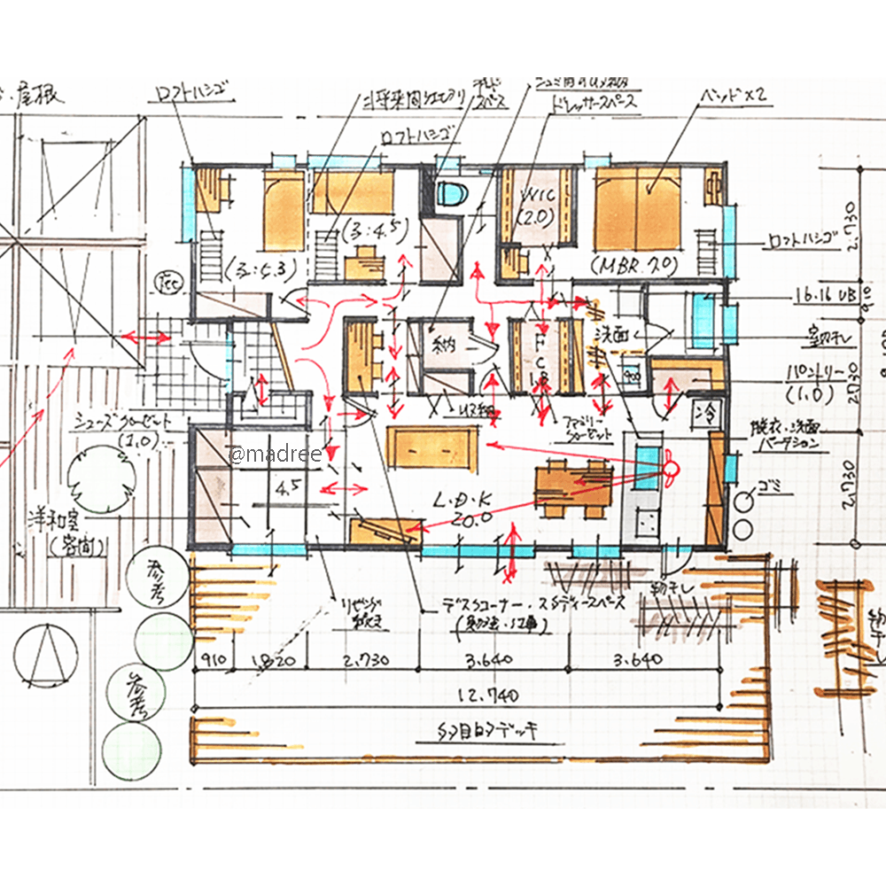 家中をぐるぐる簡単アクセス、動線ストレスなく暮らしやすい平屋