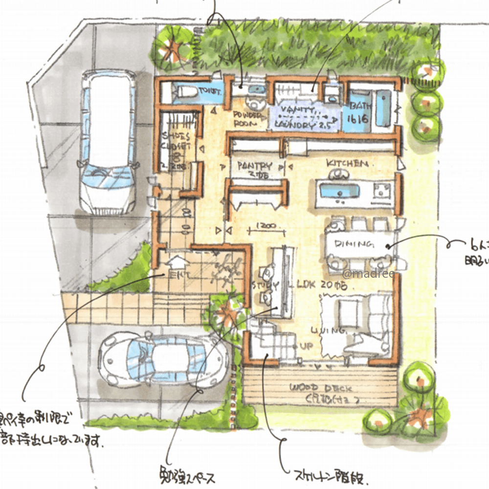ウォークスルーで家事効率UP、パントリー経由する時短動線の家