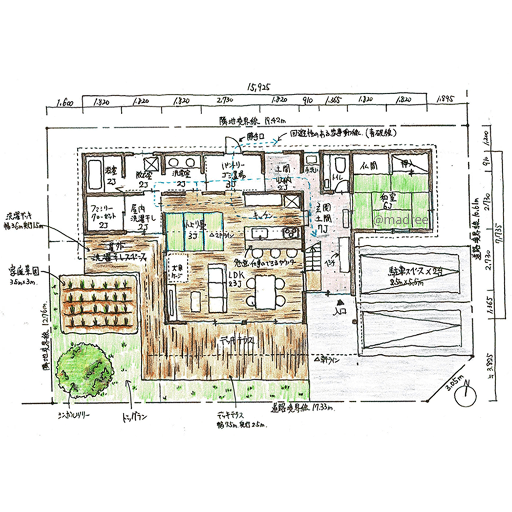 玄関土間から家中へアクセス、回遊動線で空間も家族も繋がる家