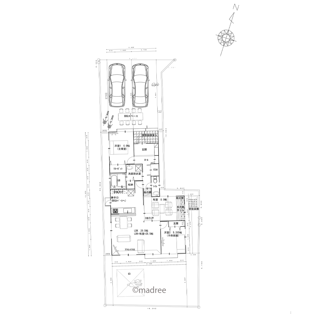 母子のコミュニケーションが増える、充実したLDKの平屋