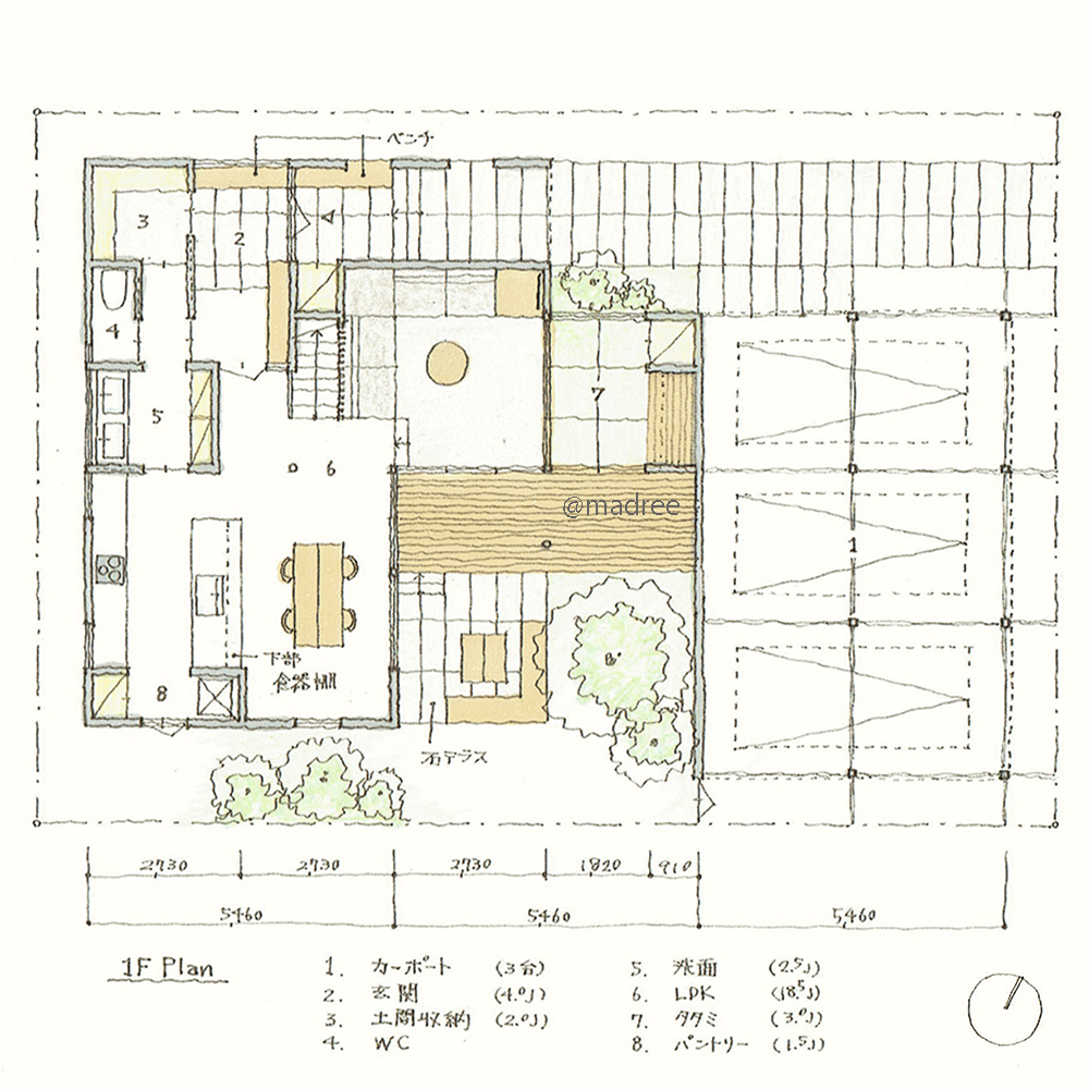 ちょっと腰掛けられる和室が嬉しい、自然に家族が集まるダウンフロアリビングの家