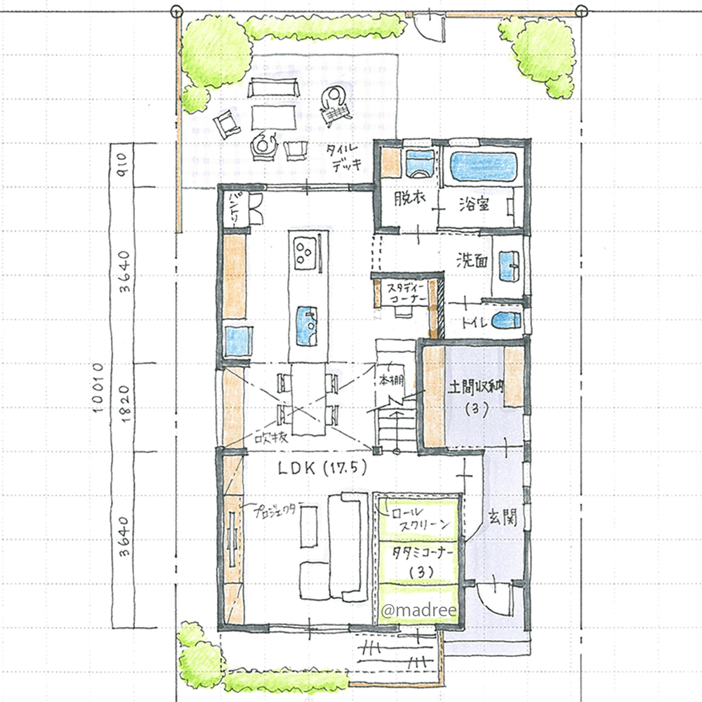 吹抜を中心に家族と繋がる、視線気にせずプライベート楽しむ家