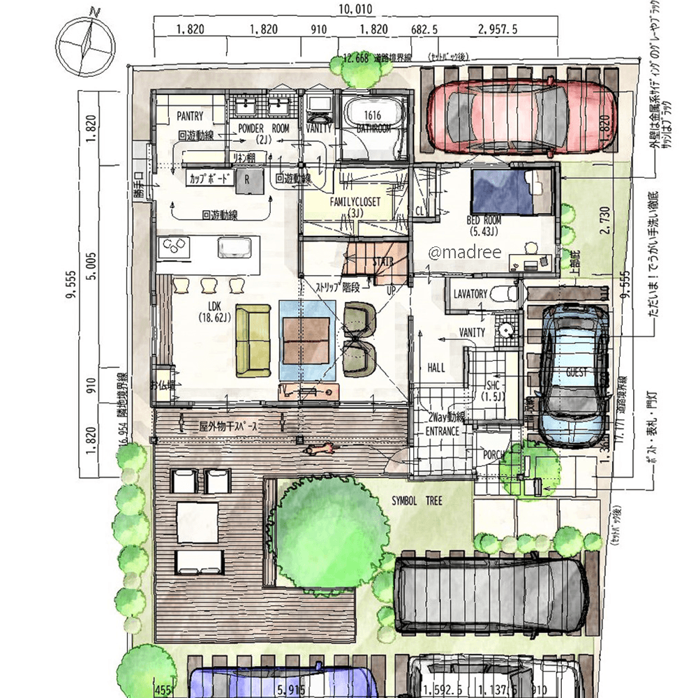 ただいま手洗いで家族を守る、縦横に空間広がるリビングの家