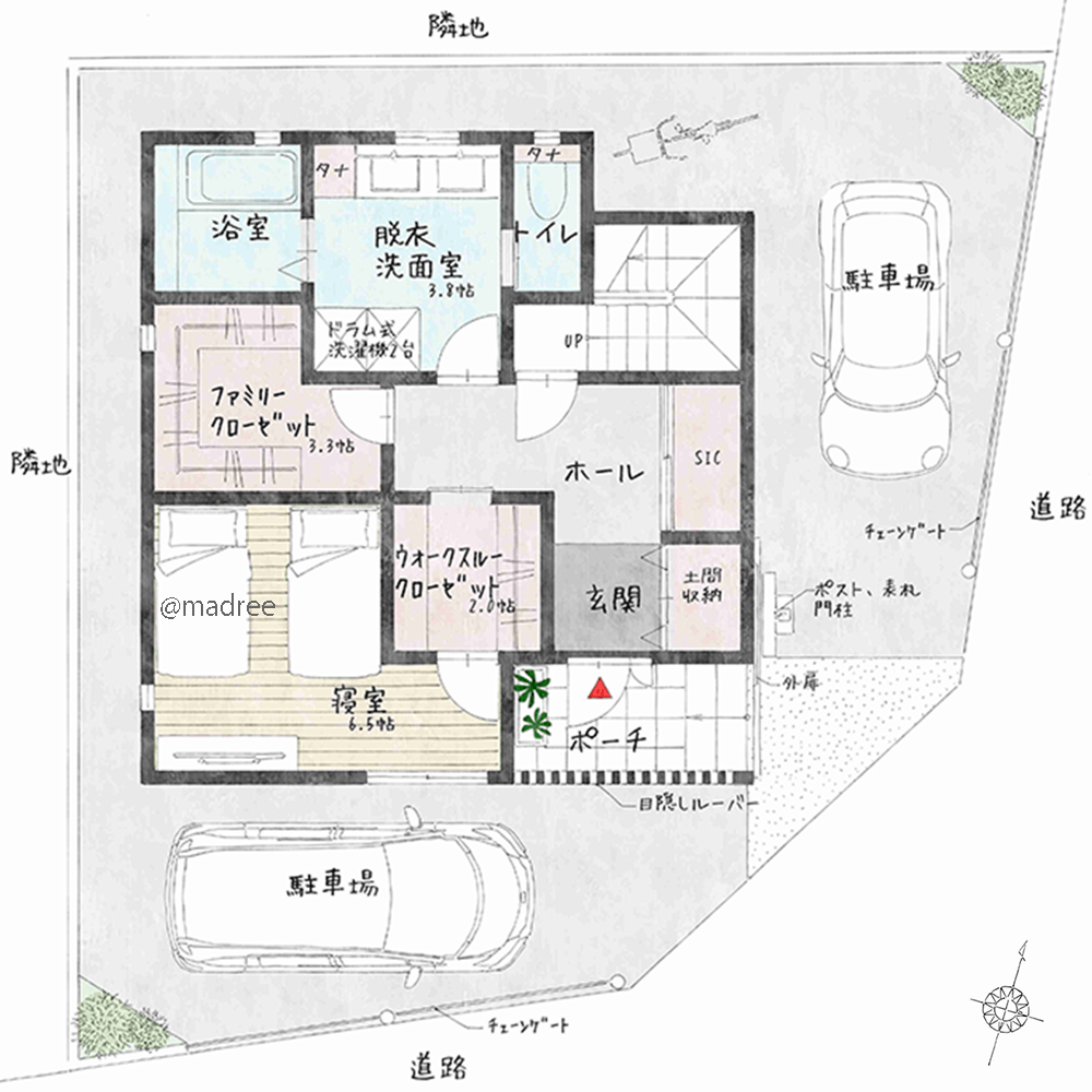 メリハリある家族時間を共有、充実収納かつ廊下なしの効率的な家