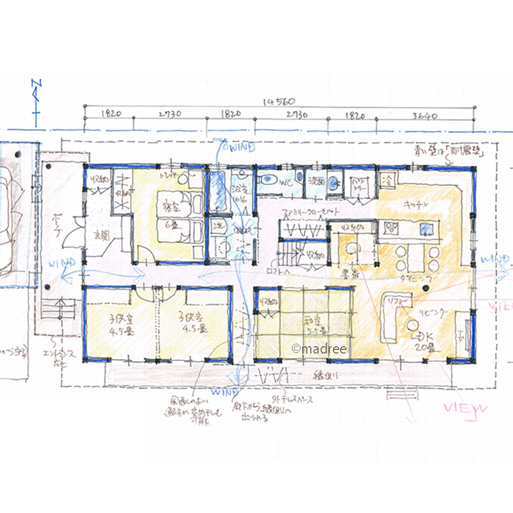 ぐるぐる家事動線で時間ロスなくす、災害に備えた家族の安全守る平屋