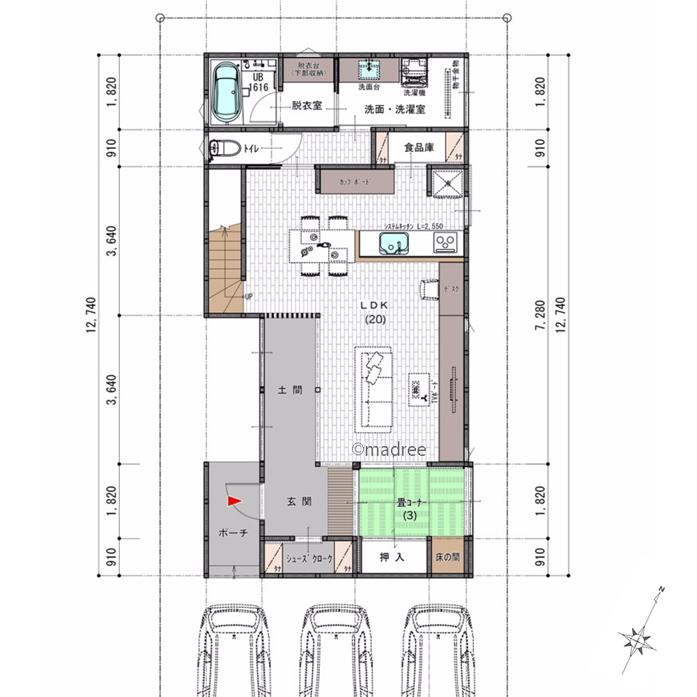 壁をなくして土間とLDKを一体化、玄関を開けると驚きの開放感がある家