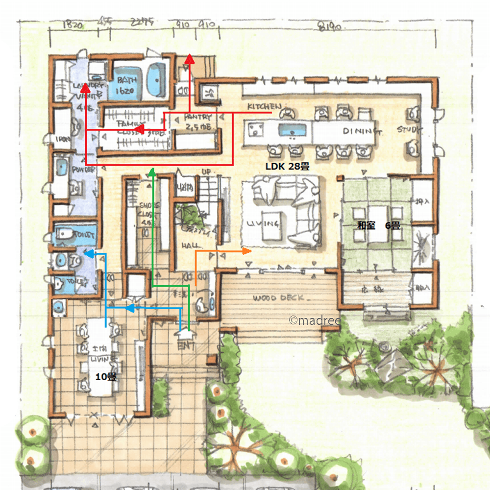 ゲストは靴を履いたまま土間リビングへ、プライベートも守りつつ気軽に人を呼べる家