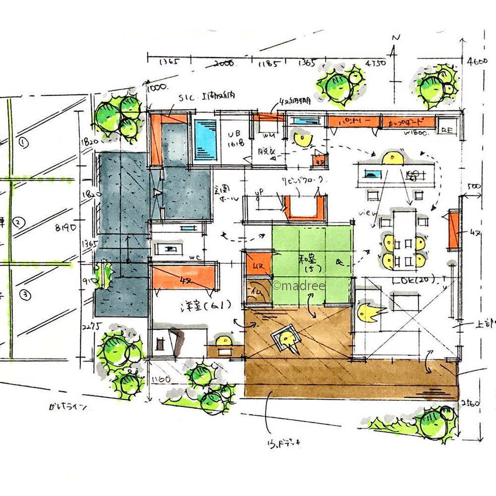 エアコンがなくても風通し良好、アルコーブでのプライベート時間を楽しむ二世帯住宅