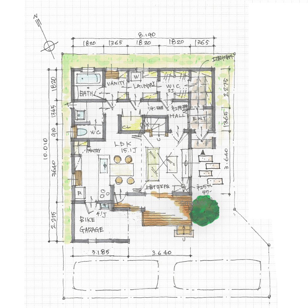 猫2匹と住む、帰宅動線が考えられた同居予定の二世帯住宅