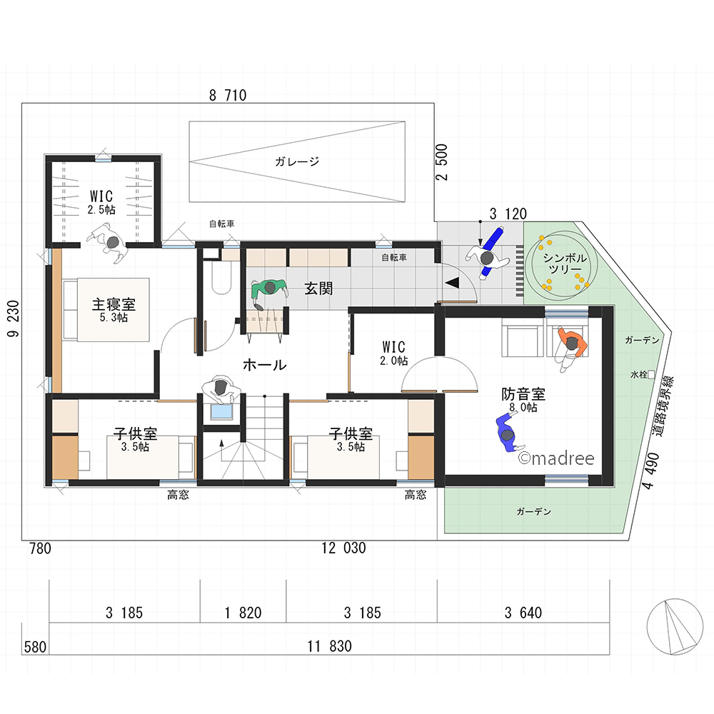 隣家を気にせず光をたっぷり取り込む、吹抜で更に明るい2階LDKの家