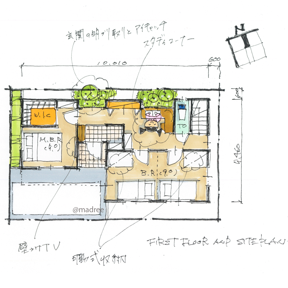 ワンフロアで家事完結、効率重視の明るい2階リビングの家